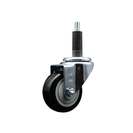 Service Caster 3'' Black Poly Wheel Swivel 1'' Expanding Stem Caster SCC-EX20S314-PPUB-BLK-1
